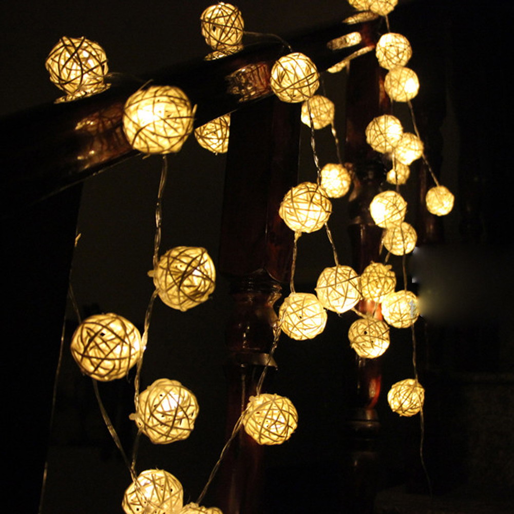 Hot 20 LED Rattan Ball Lichterkette Fee Lampe Hochzeit Weihnachtsdekor