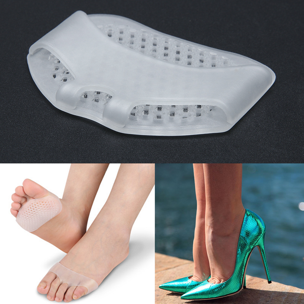 2pcs Gel Forefoot Silicone Shoe Pad Insoles Heel Elastic Cushion Comfy Foot Care