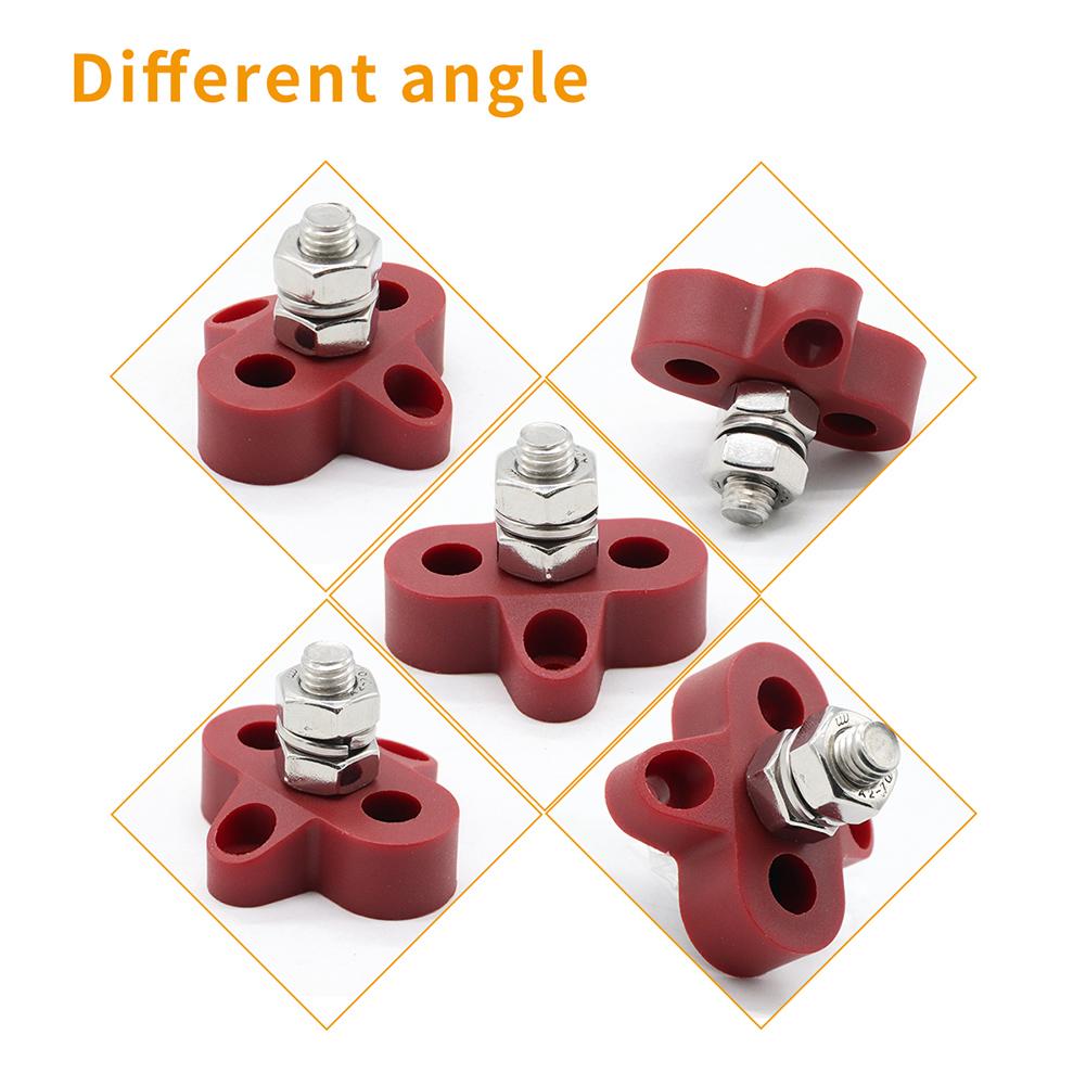 48V Bus Bar Heavy Duty M8 Positive Power Distribution Studs Terminal Block Red