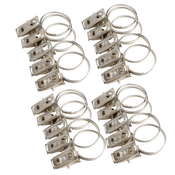 40pcs Edelstahl Gardinenstange Clip Ringe Gardinen Clips Vorhang Klammer